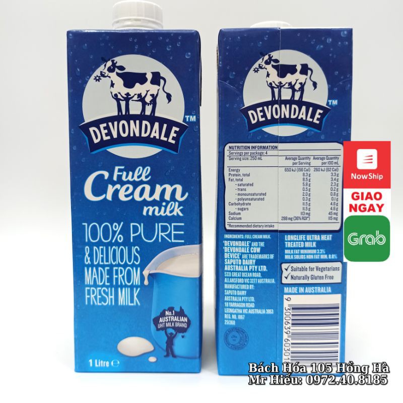 [T6/2021] Sữa tươi Devondale 1L