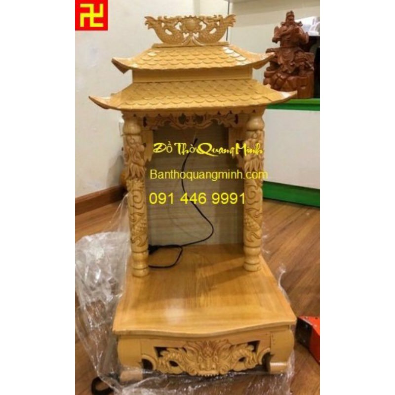 ( Free Ship ) Bàn Thờ Thần Tài Ông Địa mái chùa bằng gỗ thịt đẹp