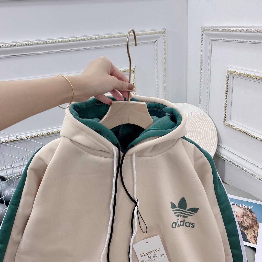 ÁO HOODIE MŨ 2 LỚP ADIDAS CHẤT NỈ BÔNG SIÊU DẦY FORM THỤNG RỘNG | BigBuy360 - bigbuy360.vn