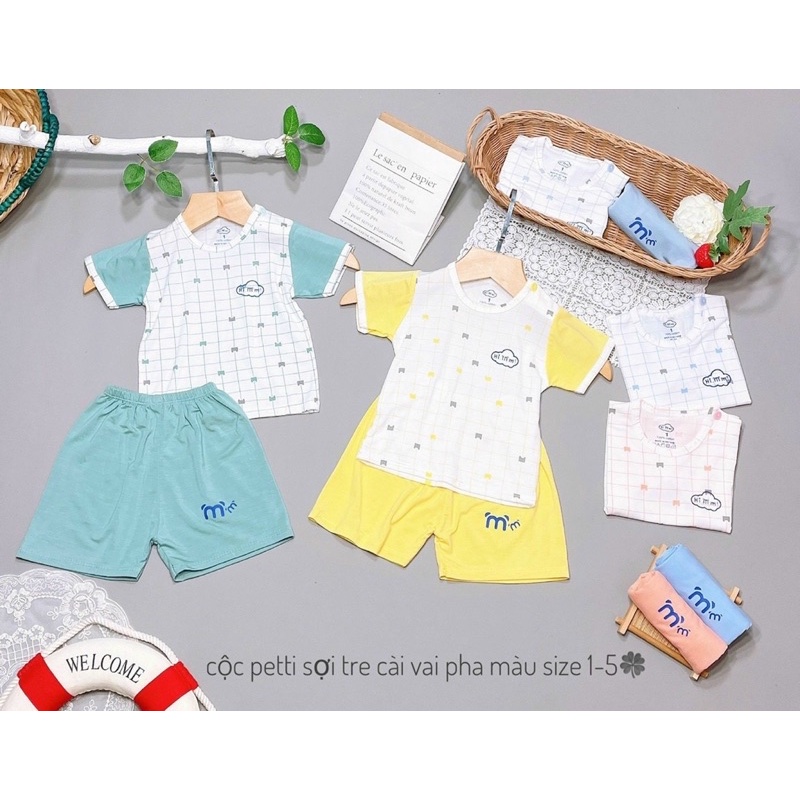 Bộ Cộc Tay Hi!mm Chất Petit Siêu Đẹp Mát Cho Bé