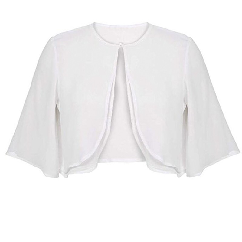 Áo choàng tay ngắn chất liệu vải voan thiết kế nút mở phía trước thời trang cho nữ | BigBuy360 - bigbuy360.vn