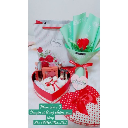 Combo quà tặng sinh nhật, quà tặng ngày lễ, kỉ niệm sang trọng (Đủ hoa, gấu, túi quà và bộ quà tặng như hình)