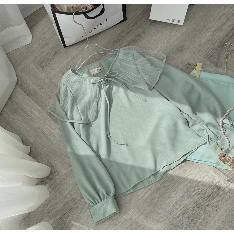SET ÁO CỔ VOAN XANH MINT + CHÂN VÁY