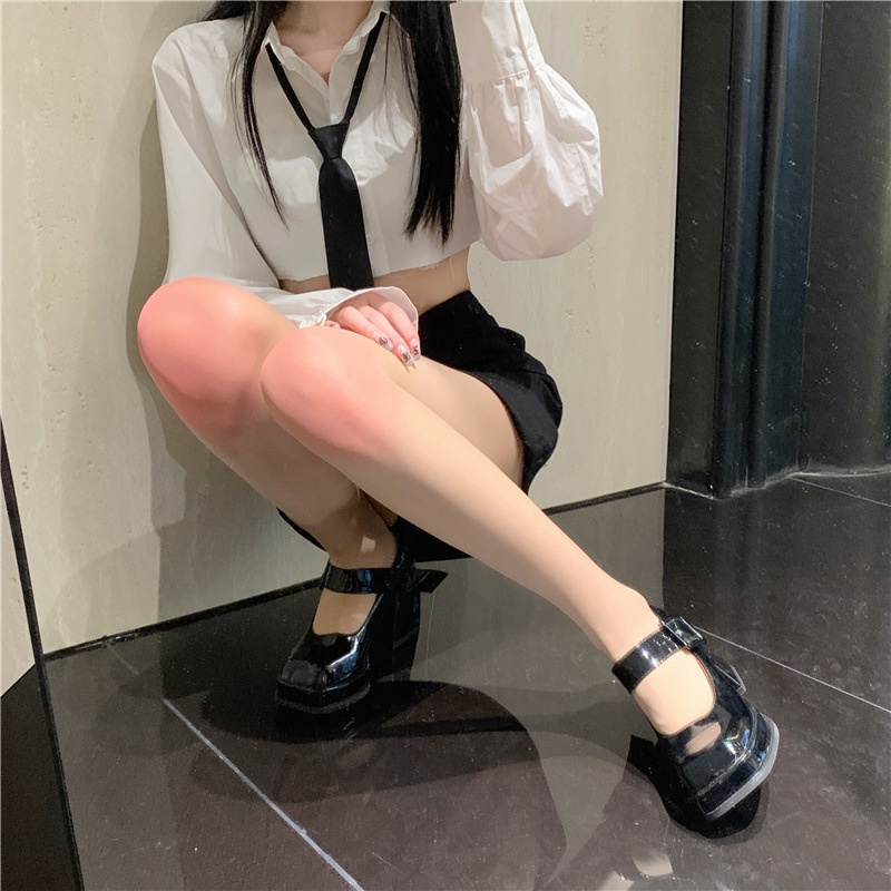 Fashion New Knee High Blush Stockings Pure White Pantyhose Cute Japanese Loli Thin Bottoming Stockings Gradient Stockings