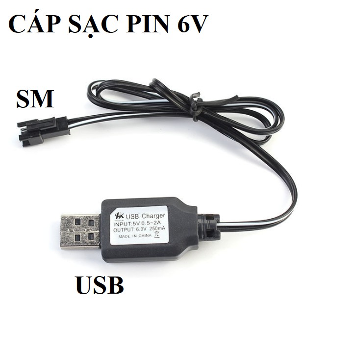 Cáp sạc 6v cho pin xe mô hình ô tô điều khiển từ xa cổng SM