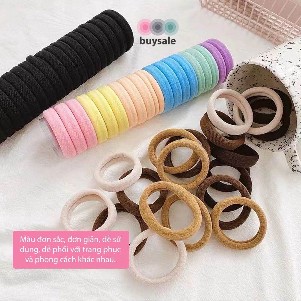 Hộp 20 dây thun buộc tóc màu nhiều màu sắc lựa chọn siêu co giãn, nữ tính dành cho phái đẹp, bé gái - Buysales - BSPK261