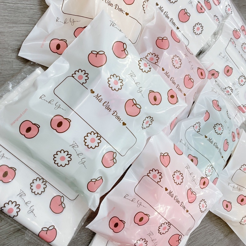 SET túi niêm phong túi gói hàng dẽo in sẵn họa tiết nhiều màu sắc dễ thương có sẵn keo dán đóng gói hàng