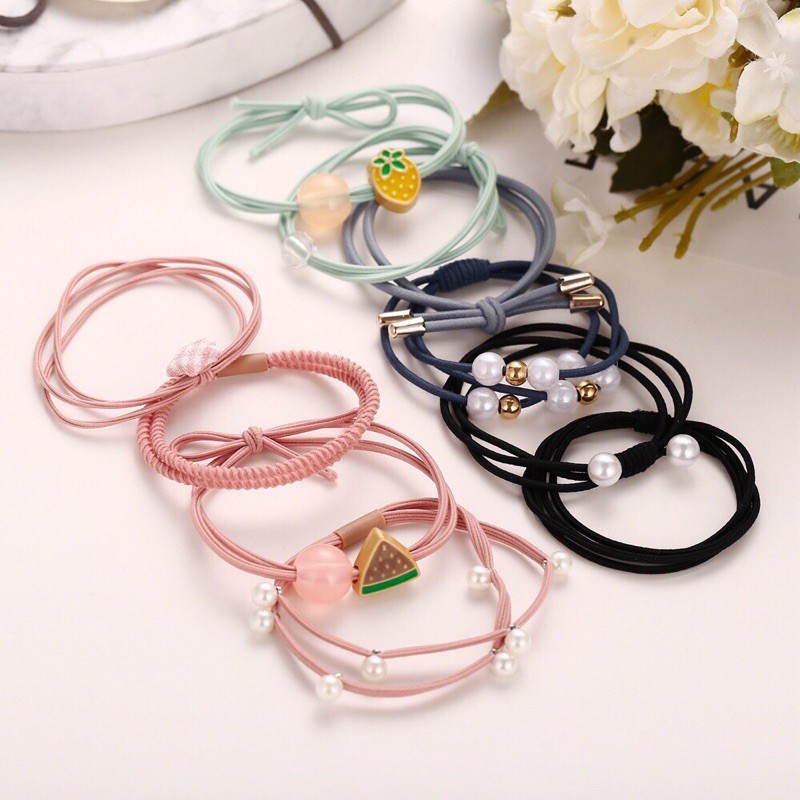 Combo 10 dây thun cột tóc, chun buộc tóc xinh xắn dễ thương