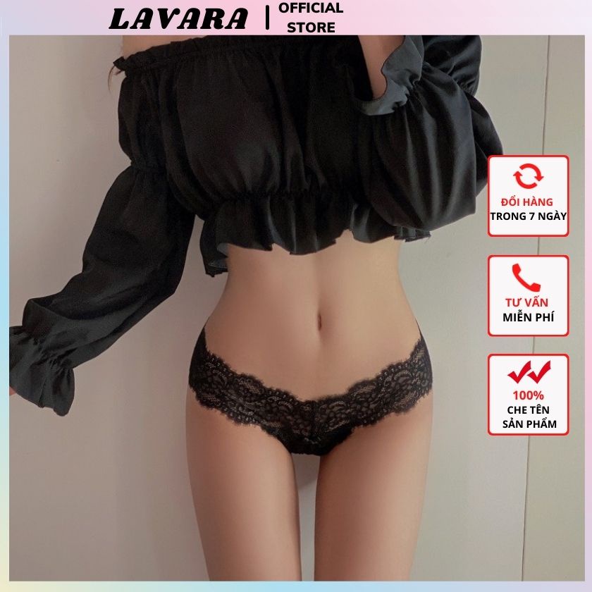 Quần lót ren cao cấp lọt khe sexy quyến rũ có đính nơ LAVARA QL17-3Q