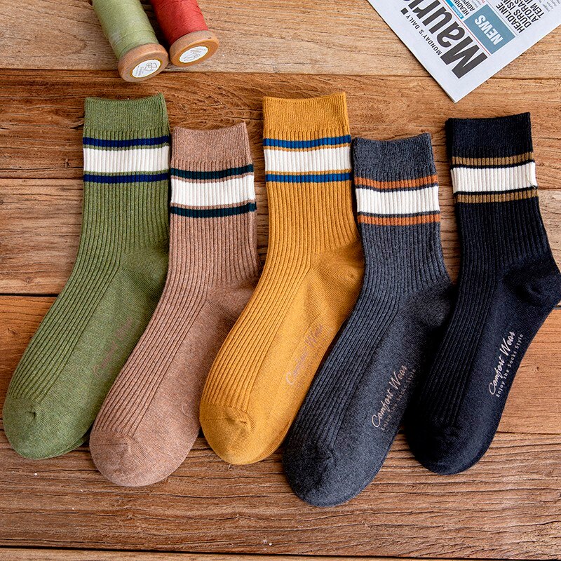 Vớ vải cotton mỏng thoáng khí họa tiết kẻ sọc phong cách doanh nhân dành cho nam
