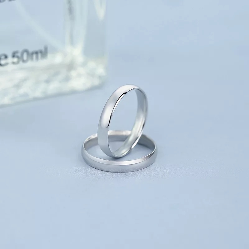 Nhẫn đôi đơn titan tròn trơn cao cấp không đen rỉ vĩnh viễn ít trầy NC197