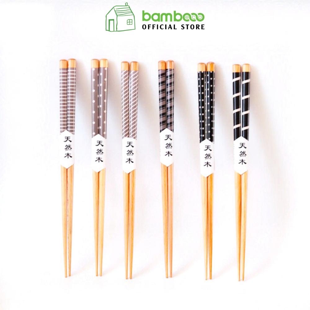 Đũa gỗ sồi hoa văn phong cách Nhật Bản BAMBOOO ECO thân thiện môi trường