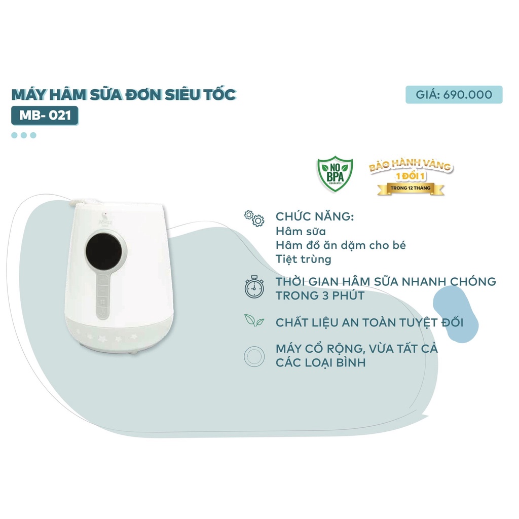 Máy Hâm Sữa Tiệt Trùng Đơn Siêu Tốc Moaz Bebe MB021