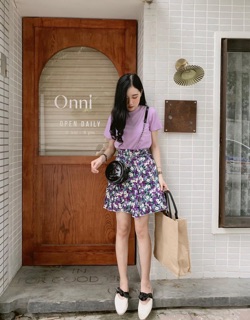 SET ÁO THUN + CHÂN VÁY HOA 2 màu