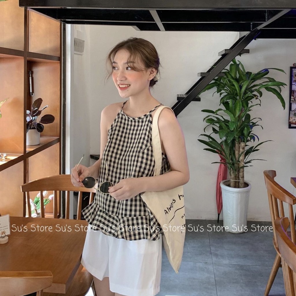 Áo cổ yếm đuôi xoè kẻ caro A1335 SUSTORE | BigBuy360 - bigbuy360.vn