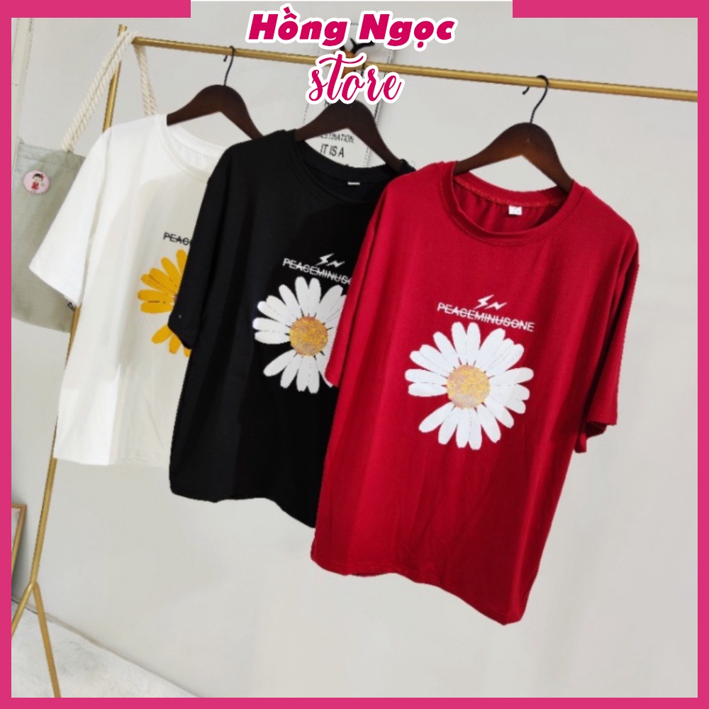 Áo thun nam nữ form rộng, Áo phông tay lỡ, chất liệu thun cotton co giãn, áo unisex in họa tiết Hoa Cúc Hồng Ngọc Store
