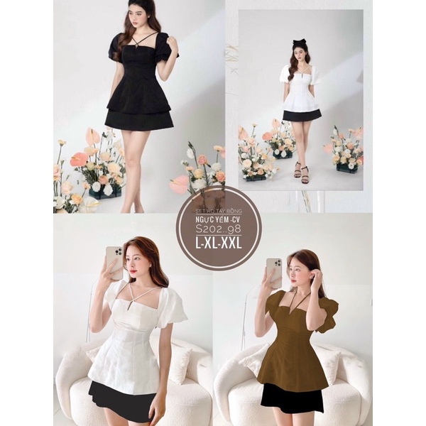 N.T BIGSIZE set tay phồng chéo cổ
