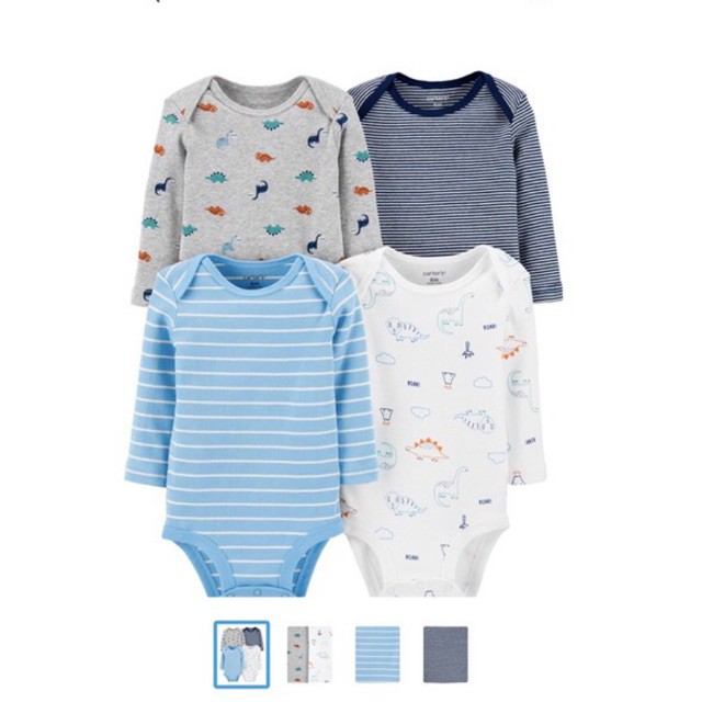 Set 5 bodysuit hãng Carter's xuất dư loại dài tay mẫu ngẫu nhiên cho bé trai bé gái từ sơ sinh đến 24 tháng