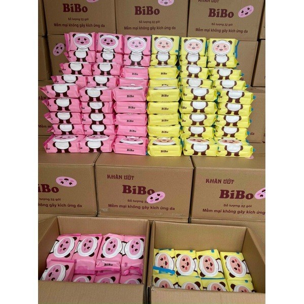 Giấy ướt không mùi Bibo baby (1 bịch 100 tờ rút)