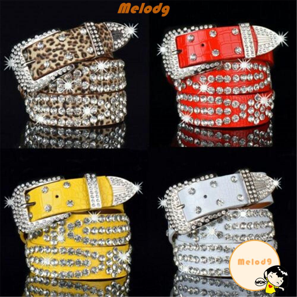 Dây Thắt Lưng Kiểu Cao Bồi Lấp Lánh Thời Trang|Thắt Lưng Da PU Nhiều Màu Đính Hạt Lấp Lánh