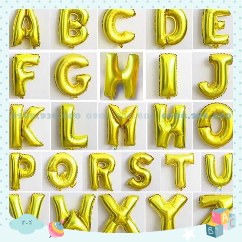 Bóng Phao Chữ Cái 🎂 Có Sẵn 🎂 Bóng phao bảng chữ cái 40cm màu vàng gold sáng mừng sinh nhật HPBD