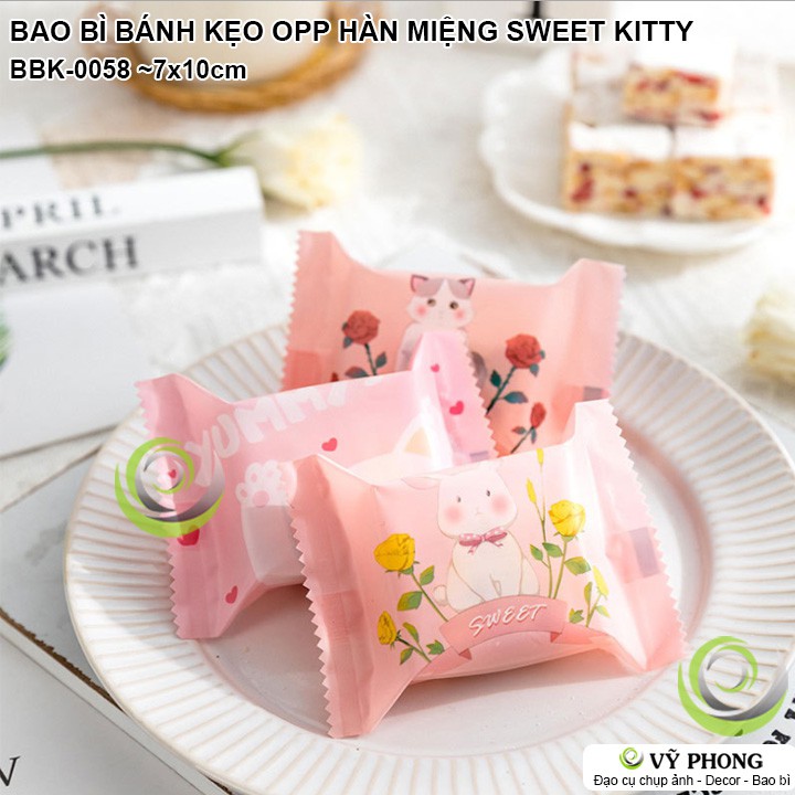 BAO BÌ TÚI HÀN MIỆNG 7x10cm NHỰA OPP ĐỰNG BÁNH KẸO ĐỰNG COOKIE PHONG CÁCH HÀN QUỐC SWEET KITTY BBK-0058