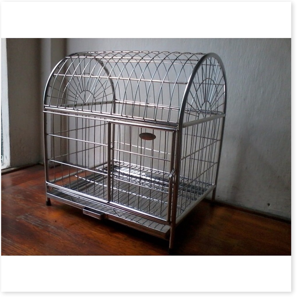 Lồng inox mái vòm cho chó mèo số 5 (35x40x49) - kèm khay inox