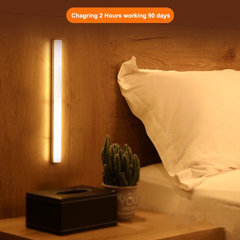 Đèn LED Cảm Ứng Gắn Giường Sạc USB Với Pin Đèn Cảm Ứng Ban Đêm Không Dây Dán Tường Hành Lang Cầu Thang Tủ Áo Phòng Bếp