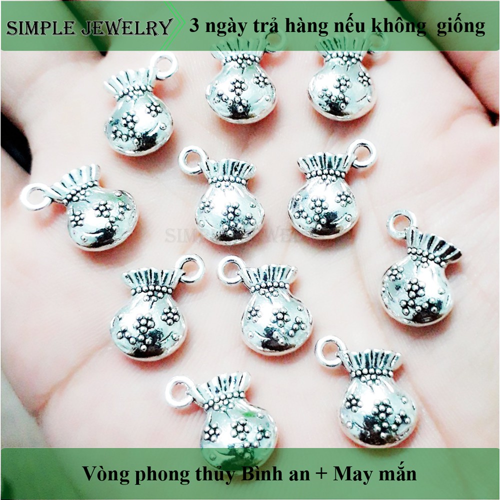 Charm bạc hình dáng túi tiền, tài lộc xinh xắn để mix vòng, phối vòng tay phong thủy