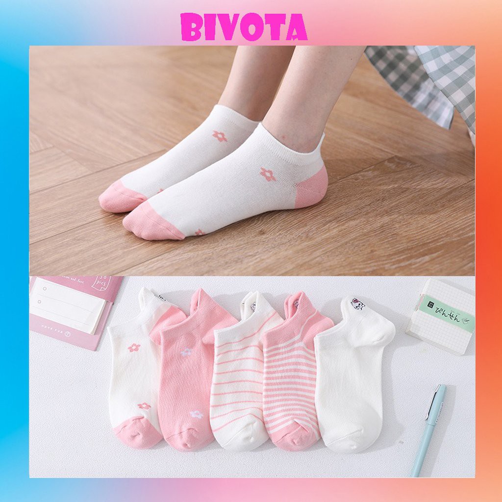Tất cổ thấp Bivota vớ nữ Kitty hồng cổ ngắn siêu đáng yêu T77