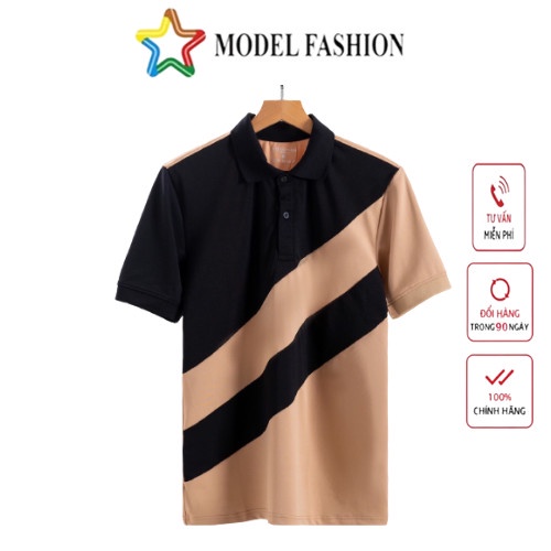 Áo thun polo nam cổ bẻ họa tiết sọc chéo chất liệu vải cá sấu Cotton mềm mịn Model Fashion