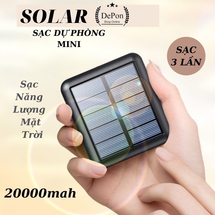 {BẤM CHỌN QUÀ}Sạc Dự Phòng Mini Sạc Năng Lượng Mặt Trời Solar Pin Sạc Dự Phòng 200000mah Pin Nhỏ Gọn