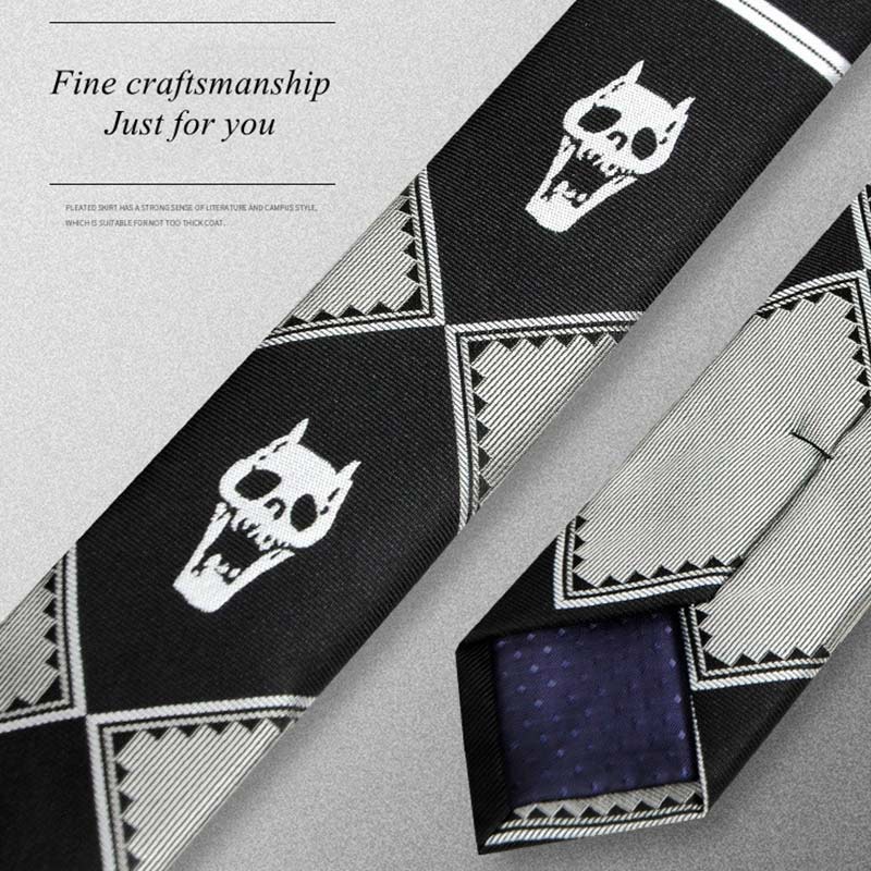 JoJos Bizarre Adventure Kira Yoshikage Skeleton Silk Tie for Cosplay Costume Props