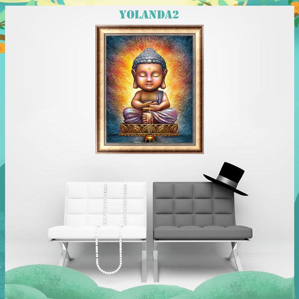 Tranh Thêu Chữ Thập Đính Đá Kim Cương 5d Hình Phật Giáo 36x30cm