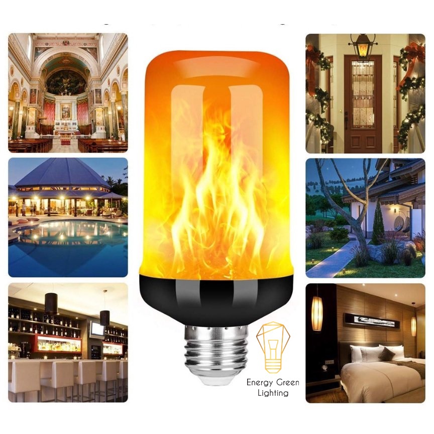 Bóng Đèn Led Tạo Hiệu Ứng Ngọn Lửa Cháy Độc Đáo Energy Green Lighting - Đui E27 - Ánh Sáng Siêu Sáng, Siêu Tiết Kiệm Điệ
