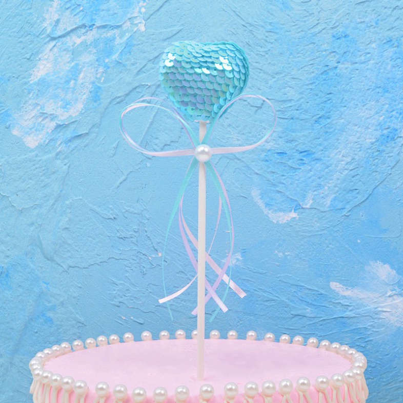 Que cắm bóng kim tuyến trang trí bánh kem, trang trí bánh sinh nhật