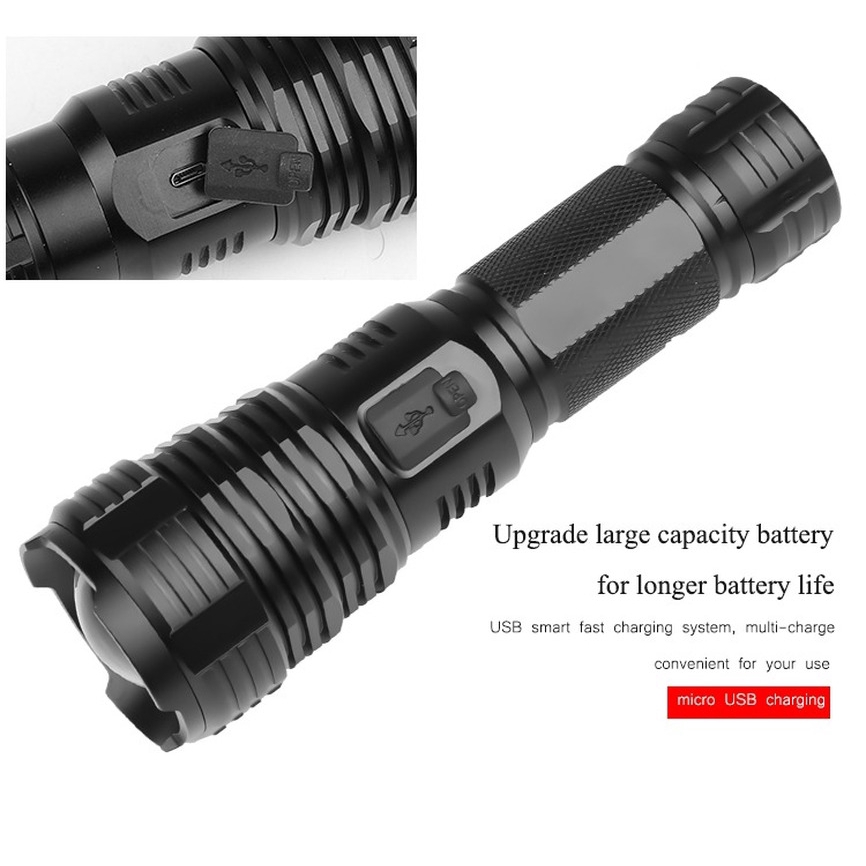 Most Powerful XHP70.2 LED Flashlight XHP50 Rechargeable USB Zoomable Torch T6  Lamp for Camping