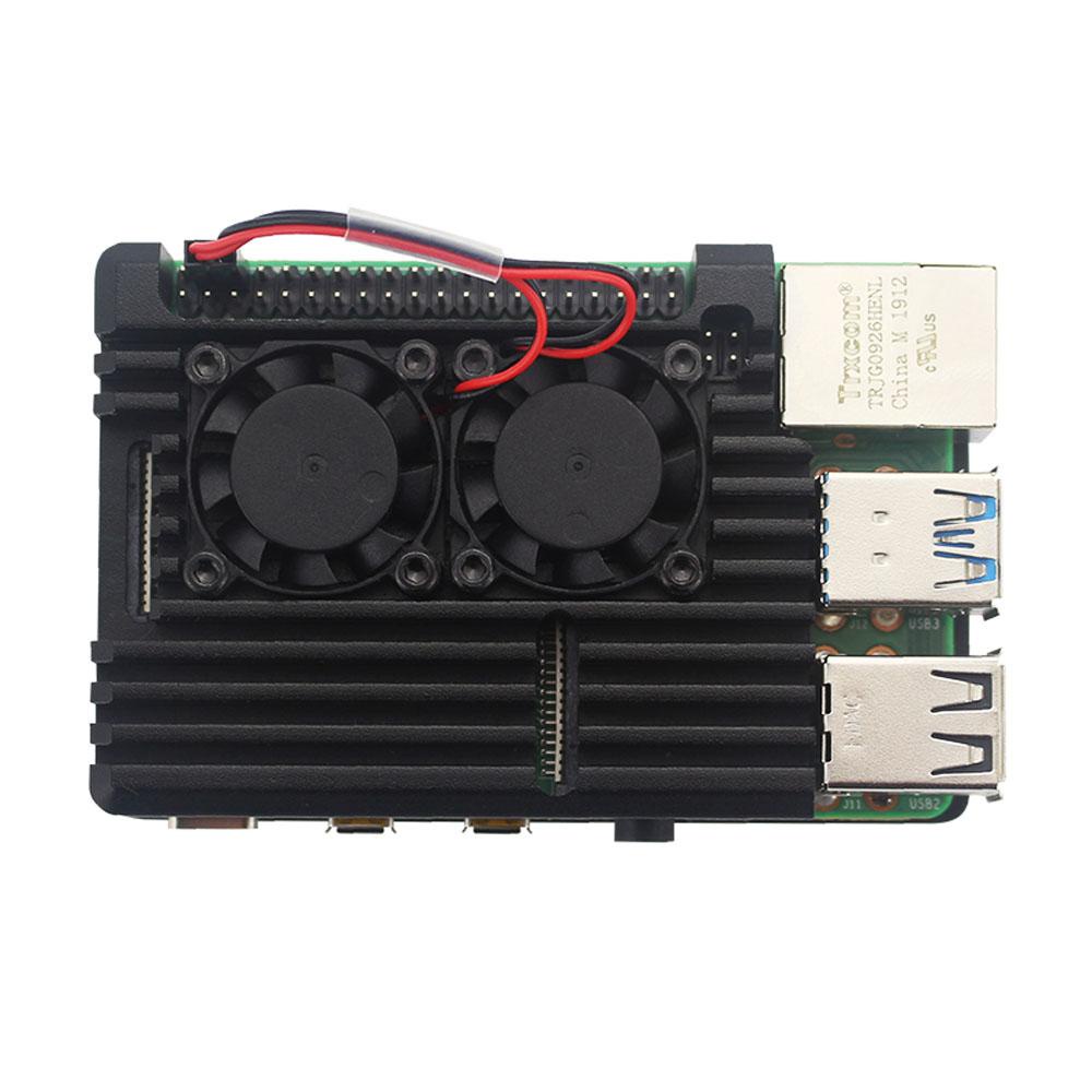 Vỏ Bọc Bảo Vệ Quạt Tản Nhiệt Kép Bằng Hợp Kim Nhôm Cho Raspberry Pi 4