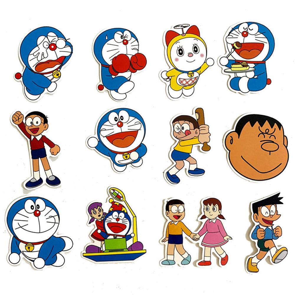 Nhãn Dán Trang Trí Sổ Tay Nhật Ký Hình Doraemon Màu Ngà