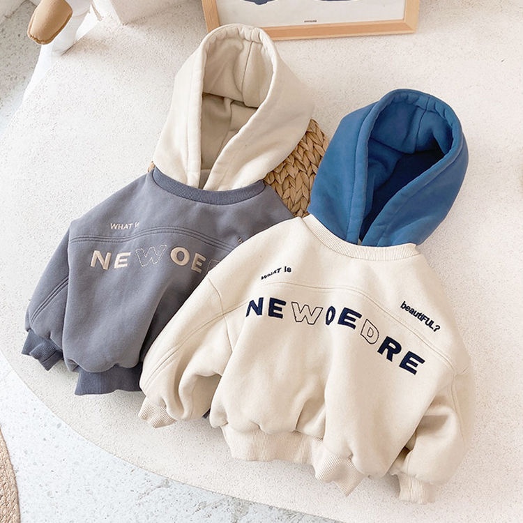Áo hoodie dài tay dày dặn giữ ấm phong cách Hàn Quốc mới cho bé