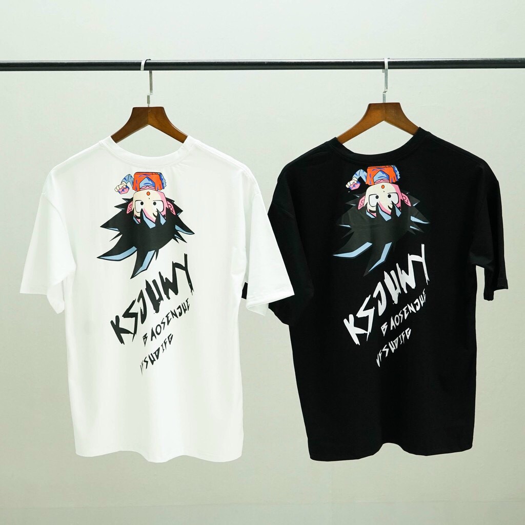 Áo Thun Tay Lỡ Unisex KSJUWY form rộng 2 màu Đen Trắng BC168