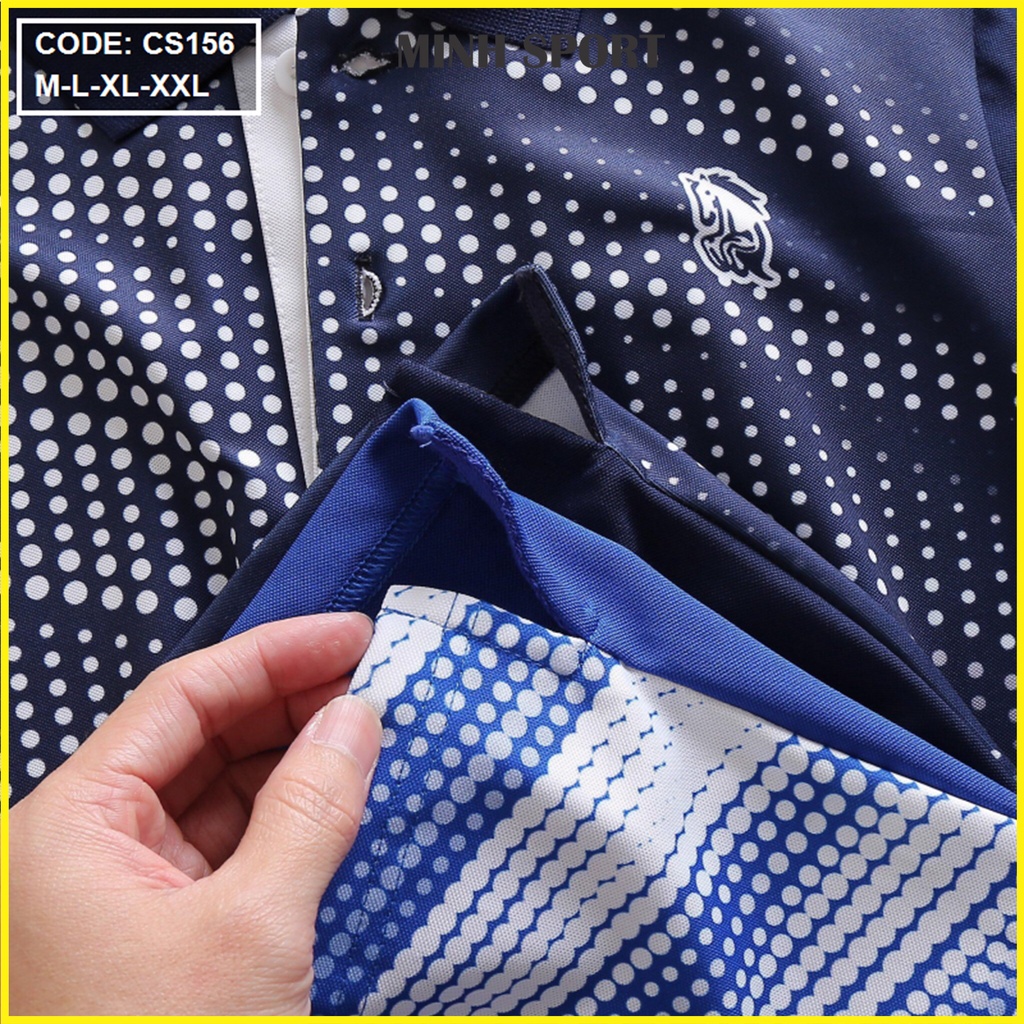 Áo Thun Polo Nam Cổ Bẻ Họa Tiết Chấm Bi, Thun Poly Dày Dặn, Mềm Mịn, Mặc Mát mã AO.57