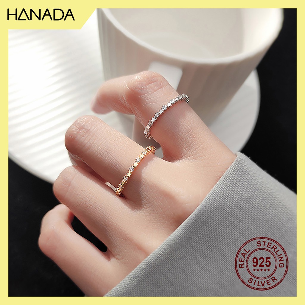 Nhẫn Bạc 925 Hanada N34.R.2.S.220.0641 Sao Đá Xen Kẽ