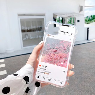 Ốp điện thoại màu hồng có kim tuyến nước dễ thương cho Iphone 11 11Pro 11Promax X Xs Xsmax Xr 7 8Plus