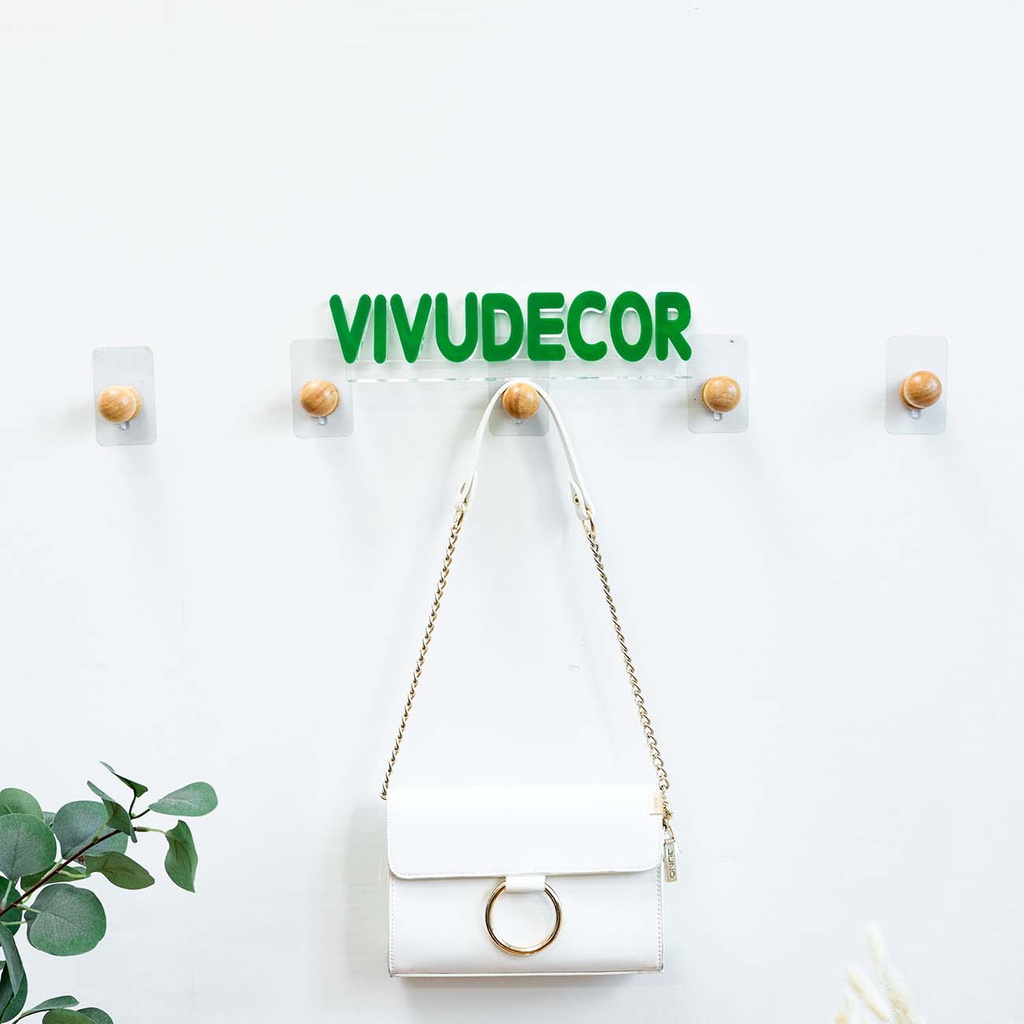 Móc Gỗ Hình Nấm Vivudecor Vừa Dán Vừa Khoan Siêu Chịu Lực, Móc Treo Đồ Dùng Trong Nhà Tắm, Nhà Bếp, Cánh Cửa.