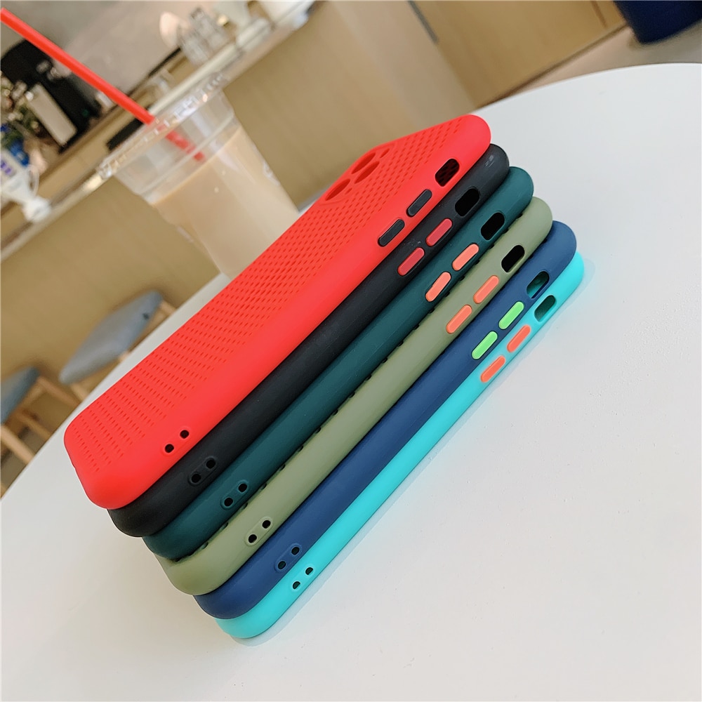 Iphone 6s 6p 6 Sp 7 7p 8 8p X Xr Xs Max Ốp Lưng Điện Thoại vỏ Làm mát thoáng khí Màu trơn màu silicone mềm Xanh xanh đỏ đen