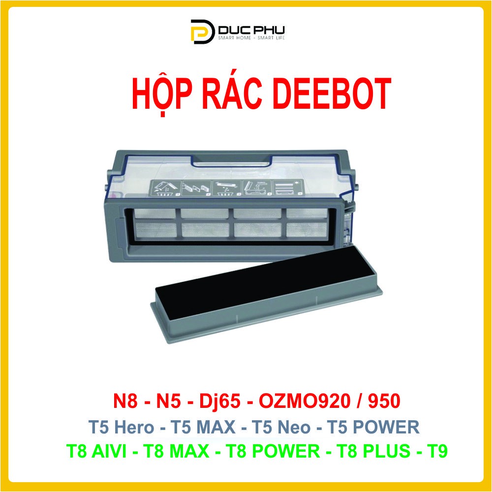 Hộp bụi, hộp rác Robot hút bụi Ecovacs Deebot T5/T8/T9/N8/N5/DJ65/Ozmo 920/950