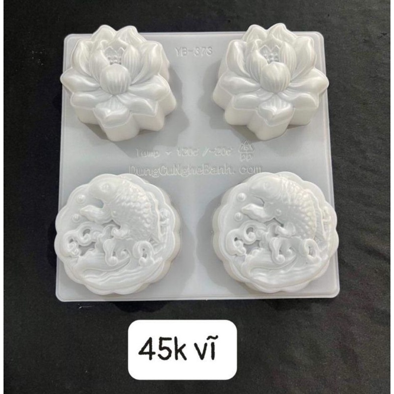 Khuôn thạch 4 ô hình hoa sen , cá chép