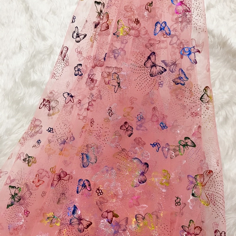Vải voan lưới in hình bướm 🦋