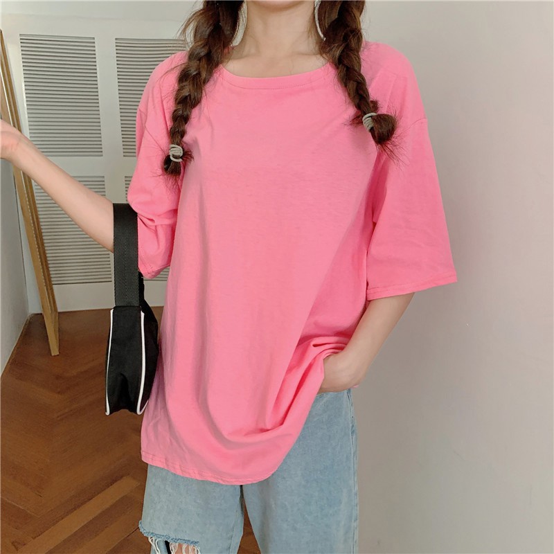 SUXI Áo Thun Nữ Ngắn Tay Cổ Tròn Thời Trang Hàn